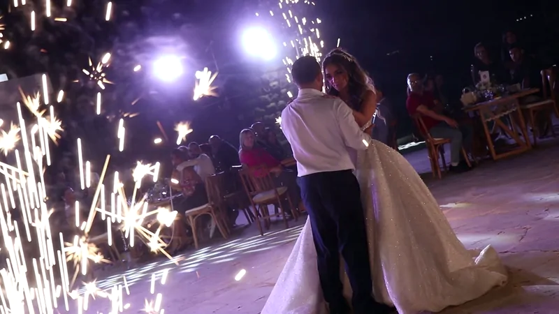 The first dance among sparklers
