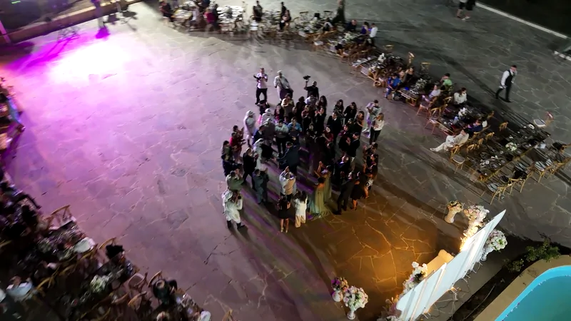 The dance floor after sunset, seen from above